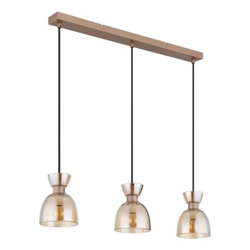 Globo - Lámpara colgante 3xE14/40W/230V marrón/ahumado