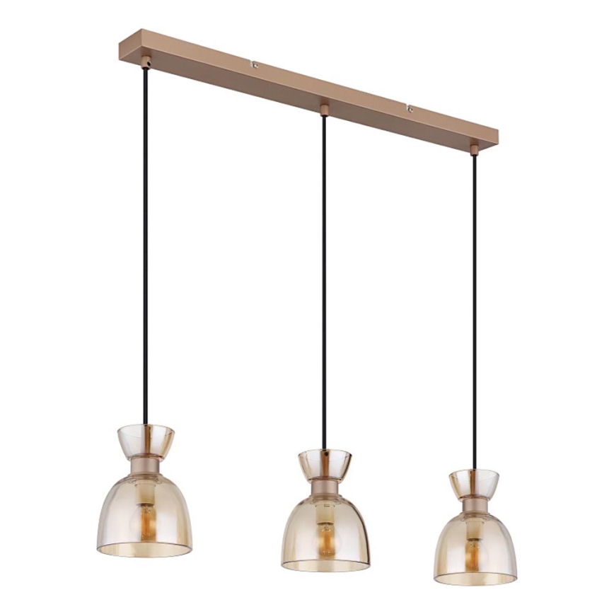 Globo - Lámpara colgante 3xE14/40W/230V marrón/ahumado