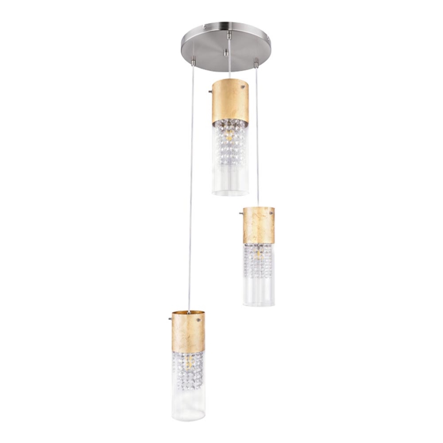 Globo - Lámpara colgante 3xE27/60W/230V diá. 30 cm dorado