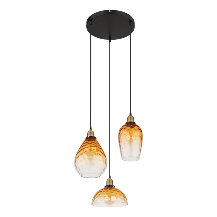 Globo - Lámpara colgante 3xE27/60W/230V diá. 46 cm naranja