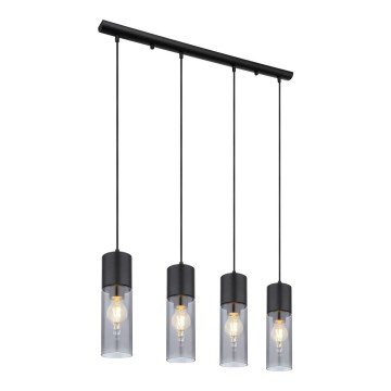 Globo - Lámpara colgante 4xE27/25W/230V negro