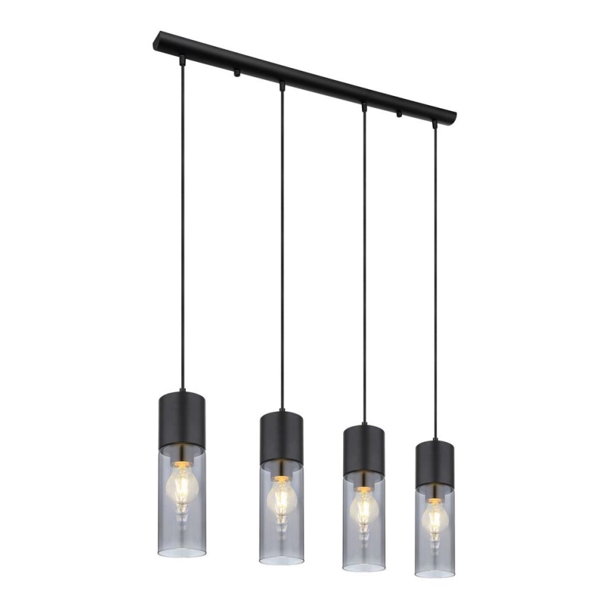 Globo - Lámpara colgante 4xE27/25W/230V negro