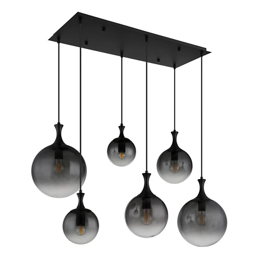 Globo - Lámpara colgante 6xE27/10W/230V negro