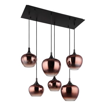 Globo - Lámpara colgante 6xE27/40W/230V marrón/ahumado