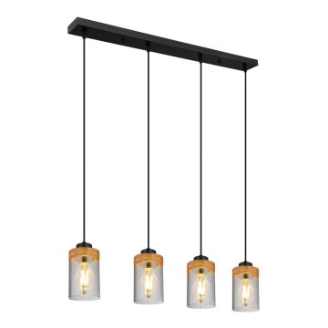 Globo - Lámpara colgante con cable 4xE27/40W/230V metal/madera