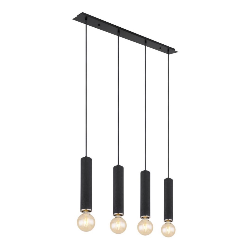 Globo - Lámpara colgante con cable 4xE27/60W/230V madera negra