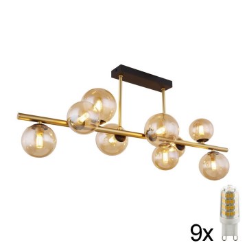Globo - Lámpara colgante LED en barra 9xG9/3W/230V latón