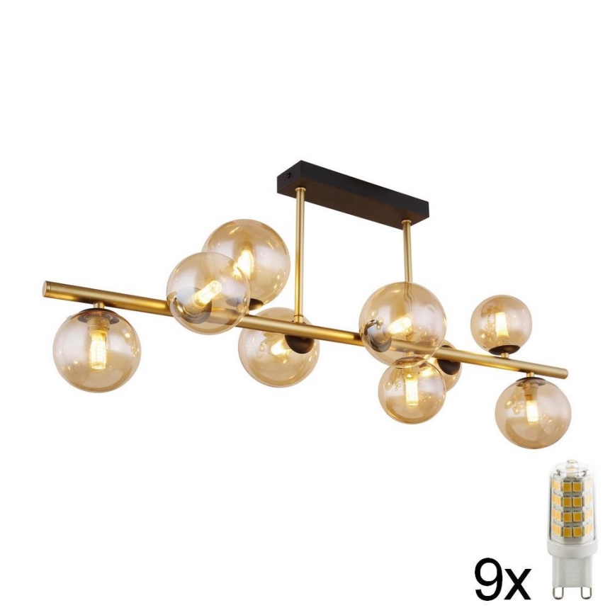 Globo - Lámpara colgante LED en barra 9xG9/3W/230V latón
