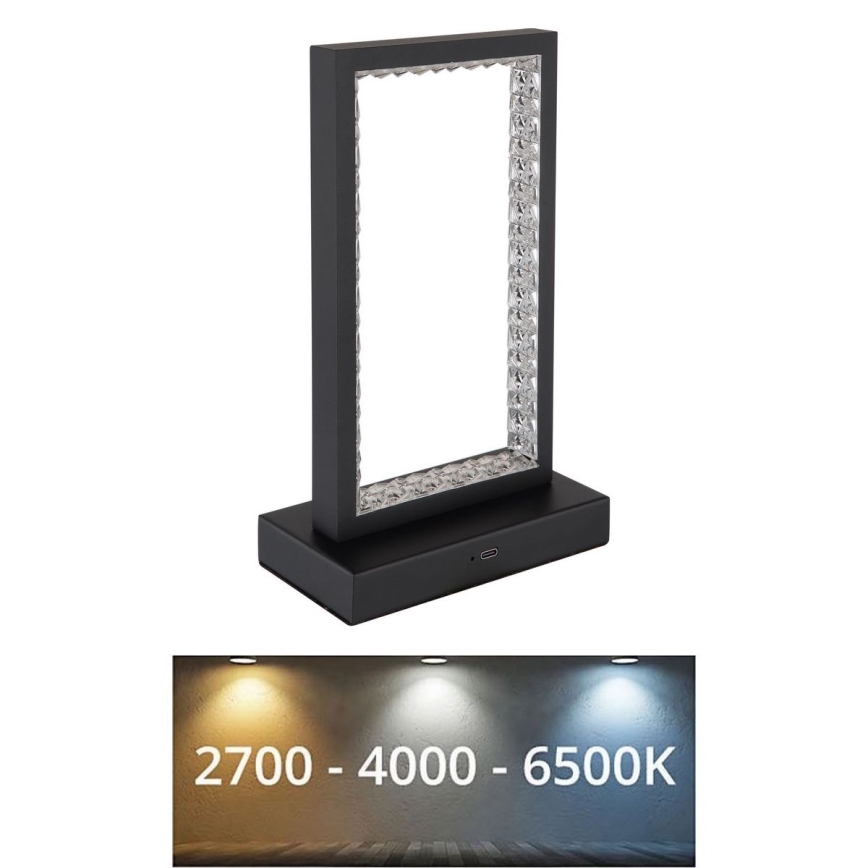 Globo - Lámpara de mesa táctil LED regulable LED/3W/3,7V 2700K/4000K/6500K 1800 mAh USB negra