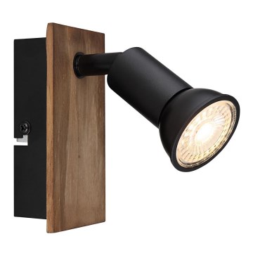 Globo - Lámpara de pared con foco 1xGU10/35W/230V madera/negro