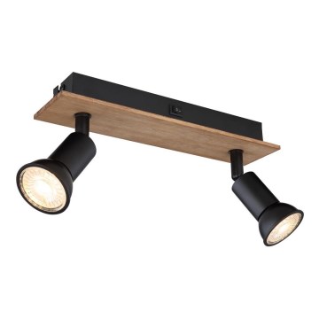 Globo - Lámpara de techo con 2 focos GU10/35W/230V madera/negro