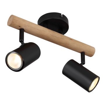 Globo - Lámpara de techo con 2 focos GU10/5W/230V madera/metal