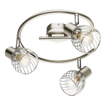Globo - Lámpara de techo con 3 focos E14/40W/230V cromo mate