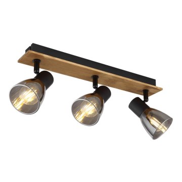 Globo - Lámpara de techo con 3 focos E14/40W/230V negro/madera