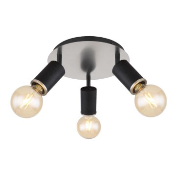 Globo - Lámpara de techo con 3 focos E27/60W/230V madera negra