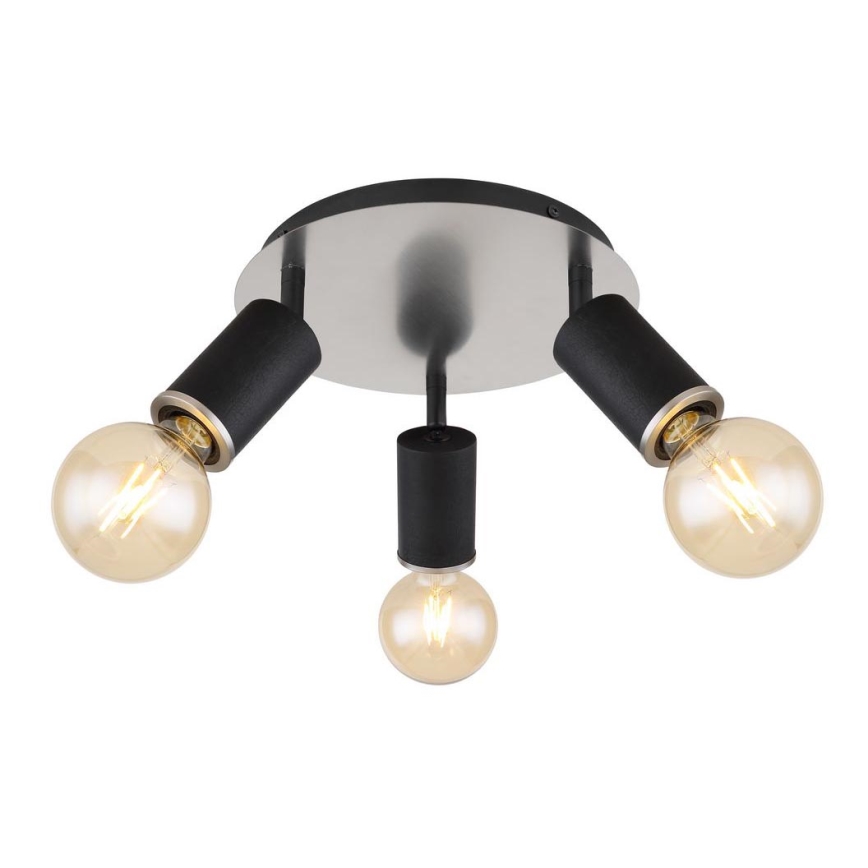 Globo - Lámpara de techo con 3 focos E27/60W/230V madera negra