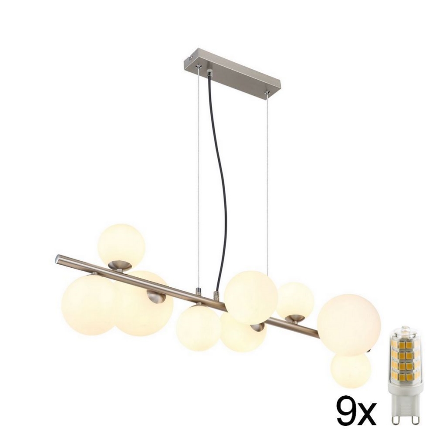 Globo - Lámpara LED colgante 9xG9/3W/230V cromo mate
