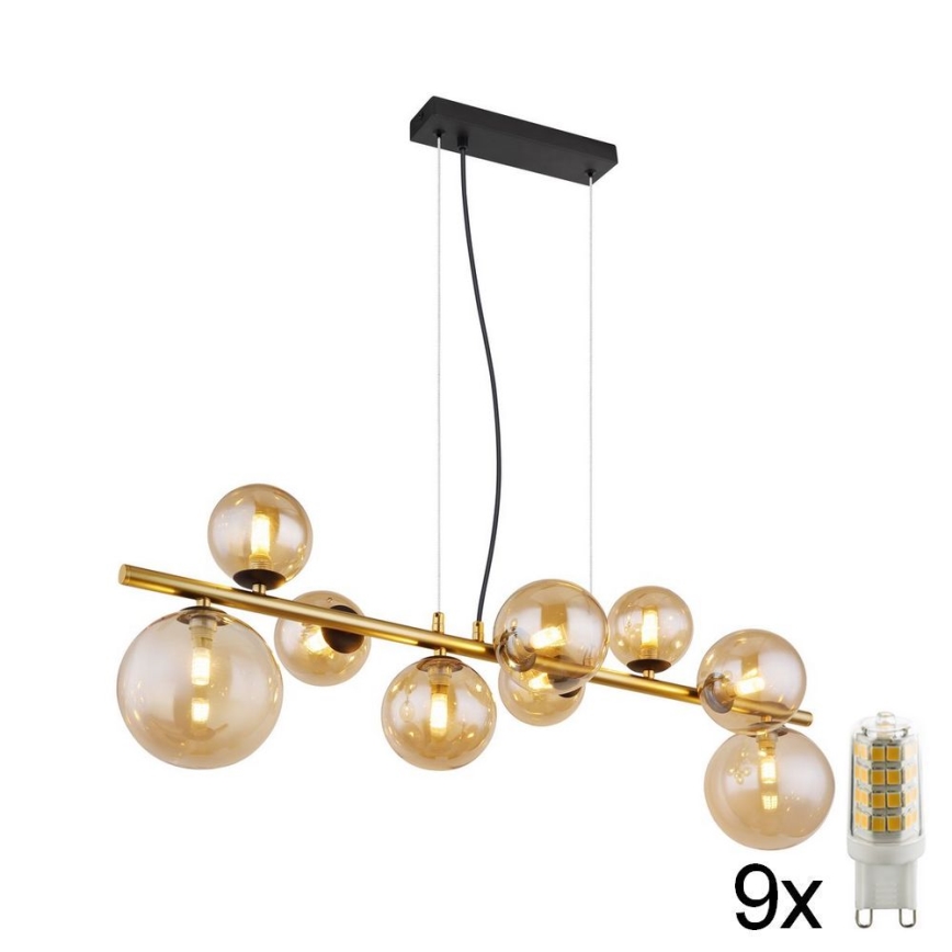 Globo - Lámpara LED colgante 9xG9/3W/230V latón