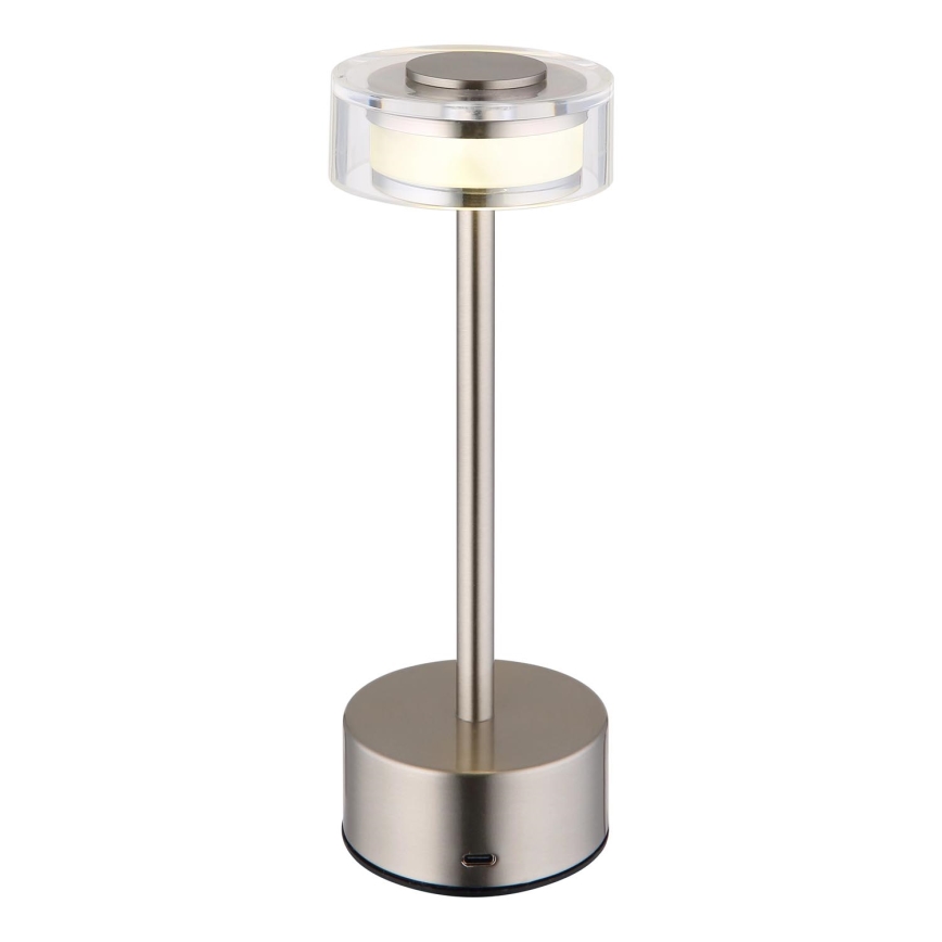 Globo - Lámpara LED de mesa táctil recargable y regulable LED/2,5W/3,7V 2700/4000/6500K 1800mAh cromo mate