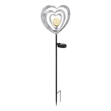 Globo - Lámpara solar LED/3V IP44 300 mAh corazón plateado