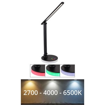Globo - LED RGBW Lámpara de mesa táctil regulable LED/5W/230V + LED/2W 2700K/4000K/6500K negro
