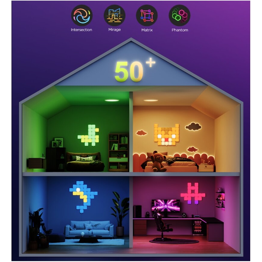 Govee - 10x Paneles mini inteligentes RGBIC Wi-Fi