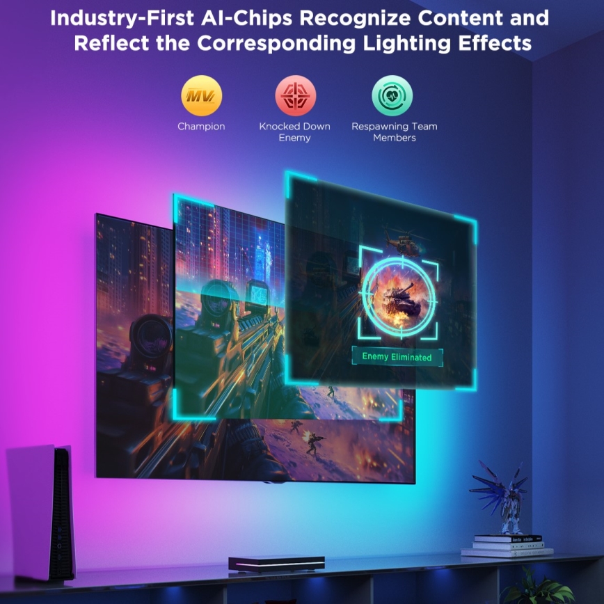 Govee - AI Sync Box 2 para Smart TV RGBICW retroiluminación para TV de 55-65 Wi-Fi