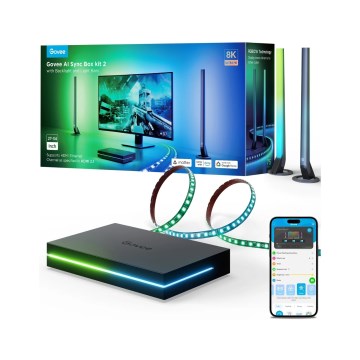 Govee - AI Sync Box Kit 2 Kit inteligente de iluminación para PC para pantallas de 27-34