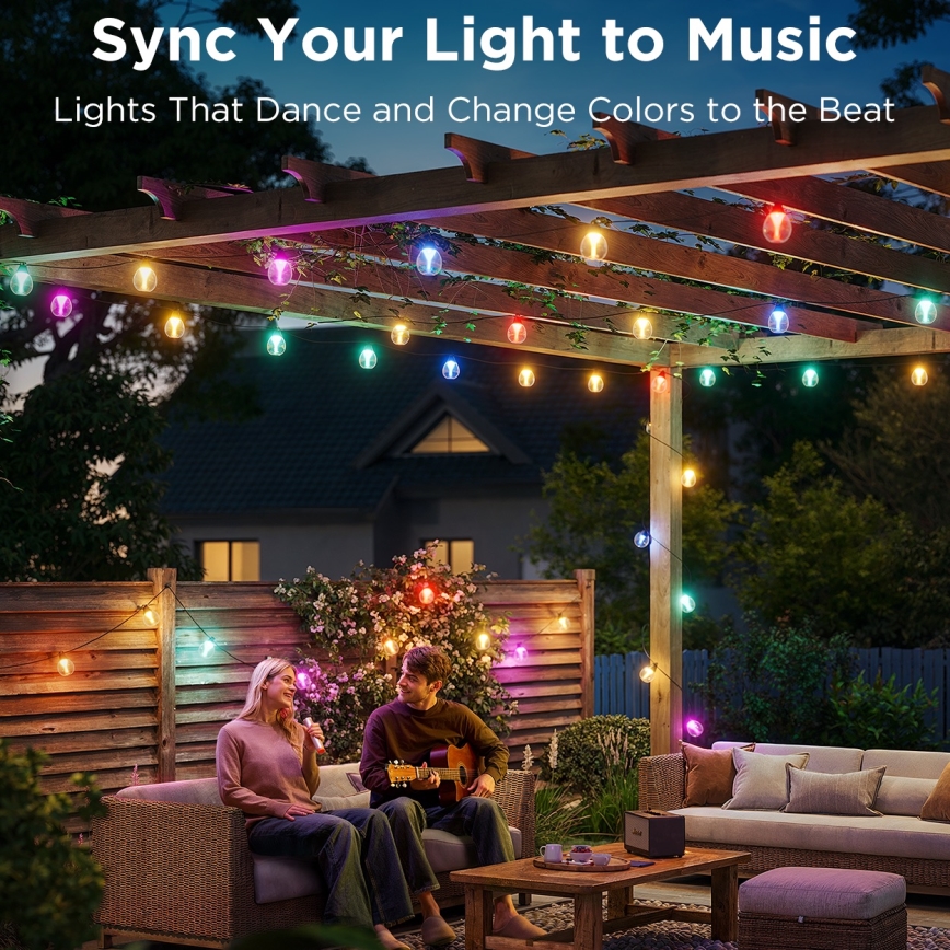 Govee - Cadena LED decorativa de exterior regulable RGBICW LED/24W/230V IP67 2700-6500K Wi-Fi