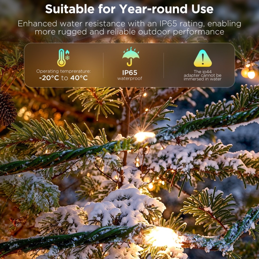 Govee - Cadena LED RGBICW de Navidad para exteriores 2700-6500K 20m Wi-Fi Matter IP66