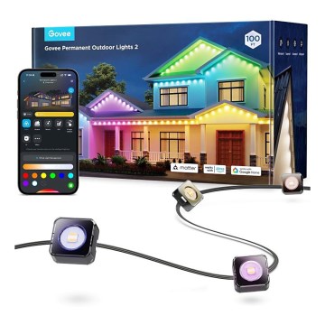 Govee - Guirnalda de focos LED RGBIC 30 m Wi-Fi Matter IP67