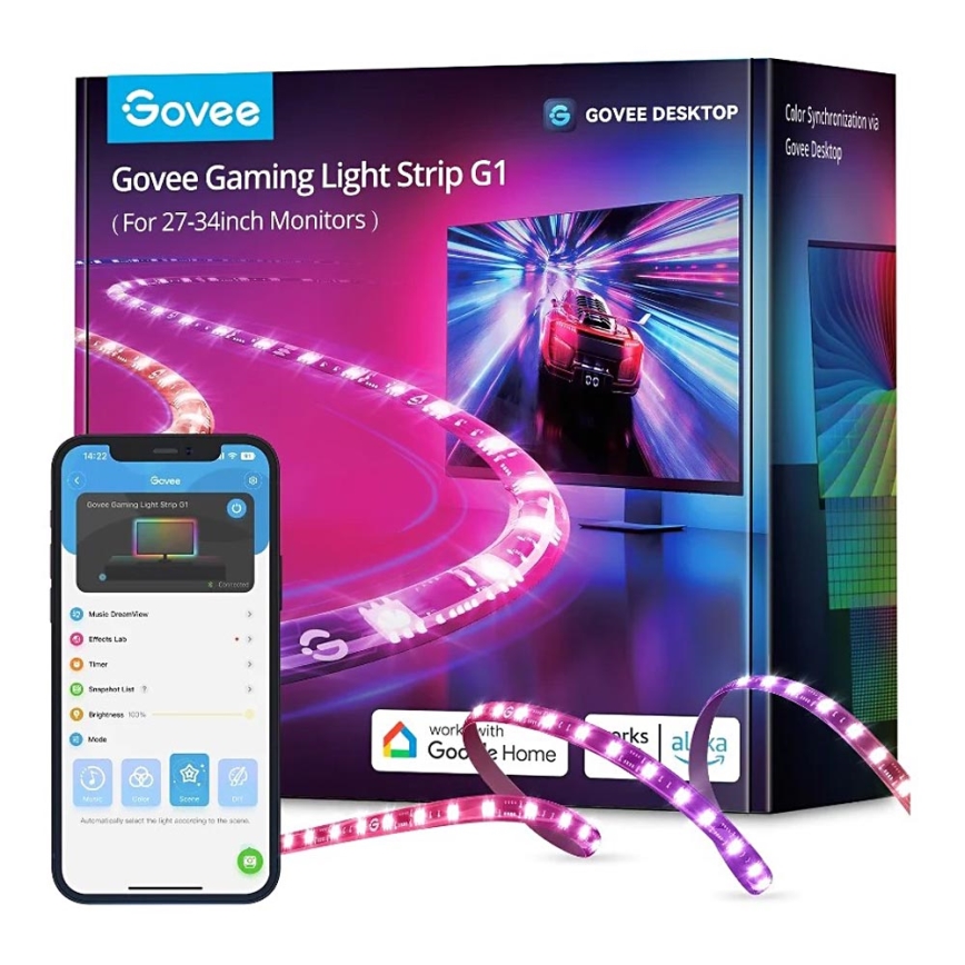 Govee - Iluminación de monitor inteligente LED RGBIC Dreamview G1 de 27-34 Wi-Fi