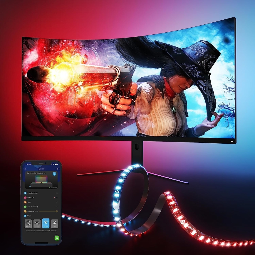 Govee - Iluminación de monitor inteligente LED RGBIC Dreamview G1 de 27-34 Wi-Fi