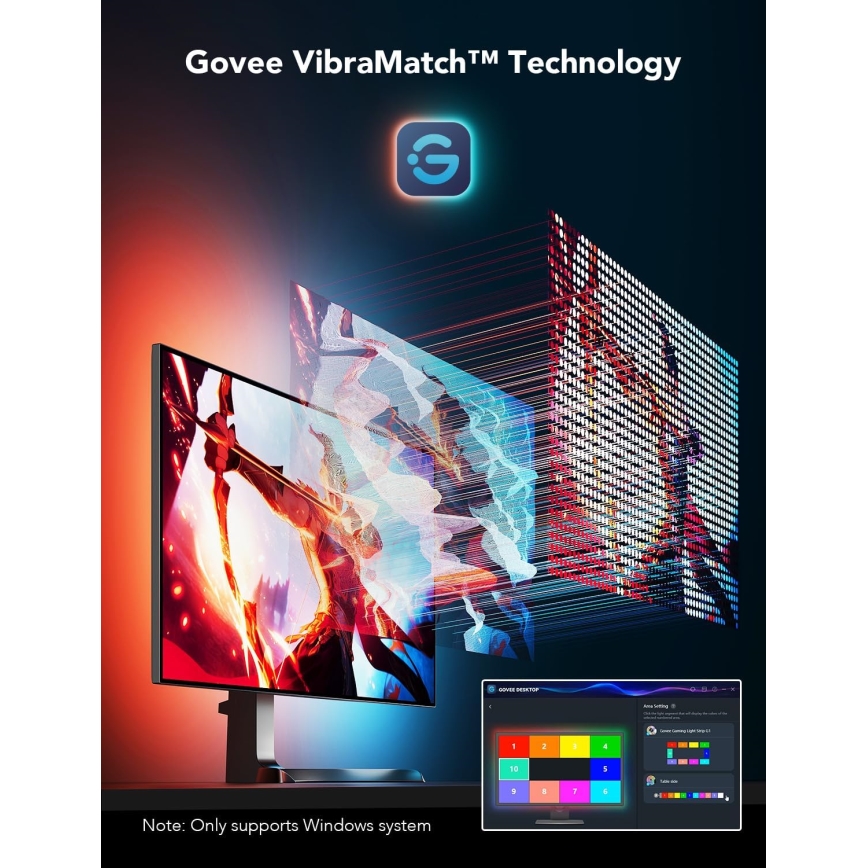 Govee - Iluminación de monitor inteligente LED RGBIC Dreamview G1 de 27-34 Wi-Fi