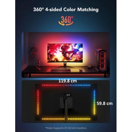 Govee - Iluminación de monitor inteligente LED RGBIC Dreamview G1 de 27-34 Wi-Fi