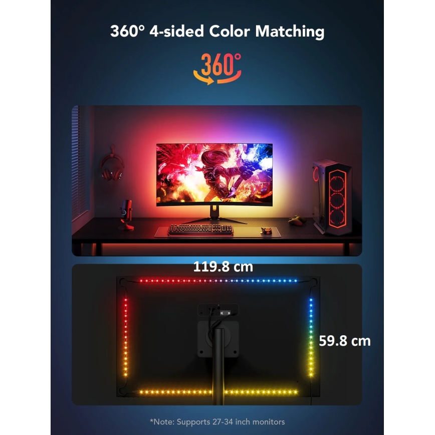 Govee - Iluminación de monitor inteligente LED RGBIC Dreamview G1 de 27-34 Wi-Fi