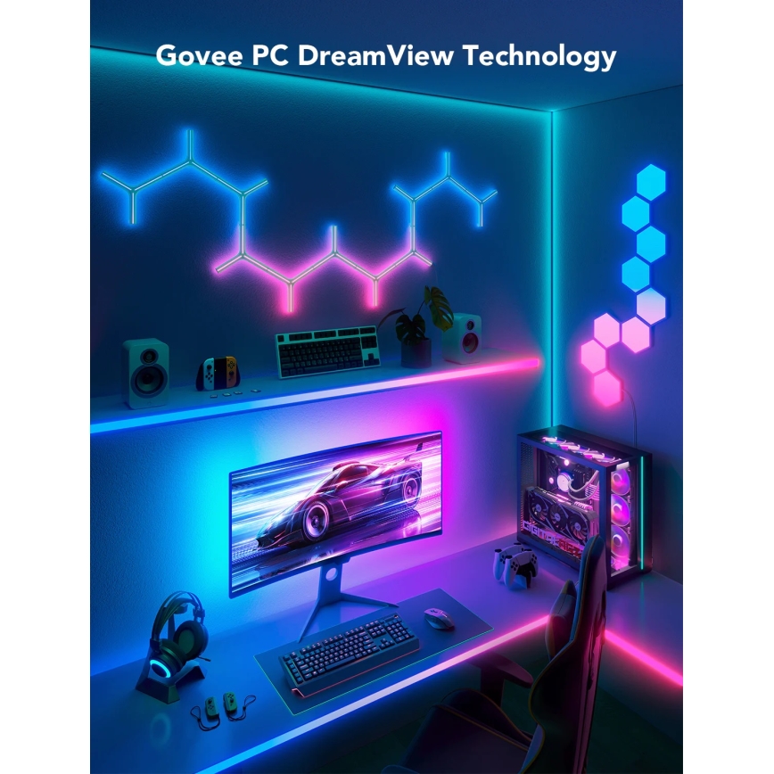 Govee - Iluminación de monitor inteligente LED RGBIC Dreamview G1 de 27-34 Wi-Fi