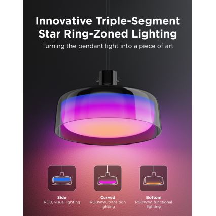 Govee - Lámpara colgante regulable LED RGBICWW en cable LED/21W/230V Matter Wi-Fi