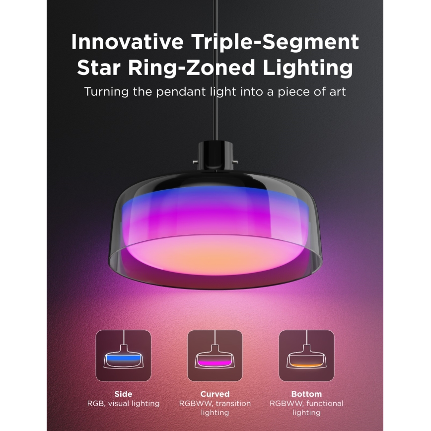 Govee - Lámpara colgante regulable LED RGBICWW en cable LED/21W/230V Matter Wi-Fi