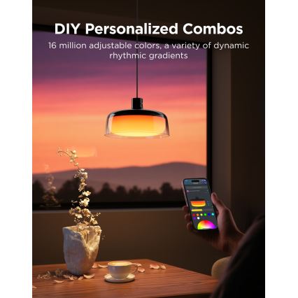 Govee - Lámpara colgante regulable LED RGBICWW en cable LED/21W/230V Matter Wi-Fi