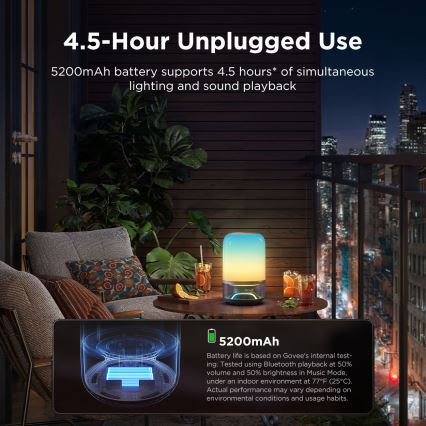 Govee - Lámpara de mesa LED RGBW regulable con altavoz LED/36W/12V Wi-Fi