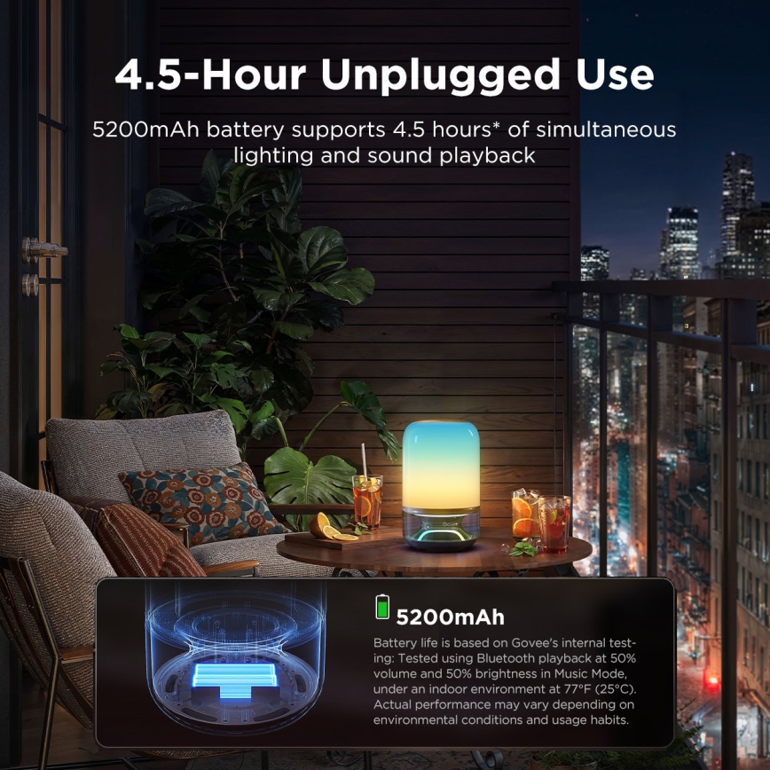 Govee - Lámpara de mesa LED RGBW regulable con altavoz LED/36W/12V Wi-Fi