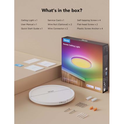 Govee - Luminaria de techo LED RGBICWW regulable LED/29W/230V diámetro 30 cm Matter Wi-Fi