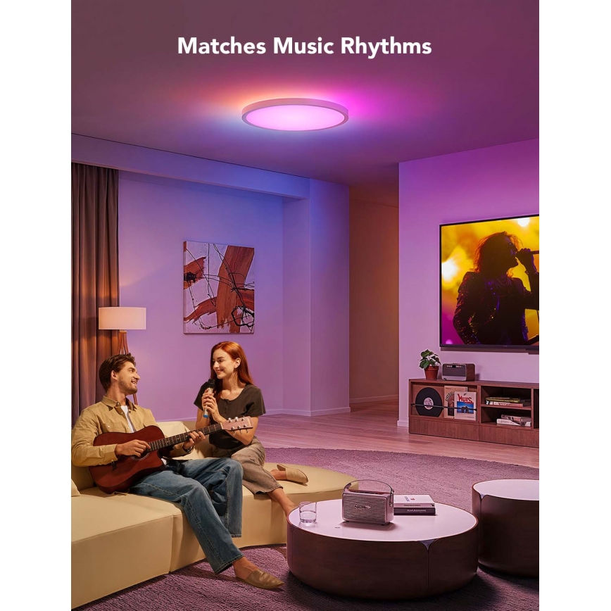 Govee - Luminaria de techo LED RGBICWW regulable, 29W/230V, Ø 30 cm, acabado mate, con Wi‑Fi