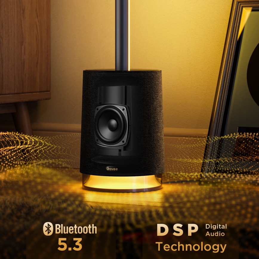 Govee - Lámpara LED de pie con altavoz Pro RGBICWW 2200-6500K Wi-Fi + control remoto
