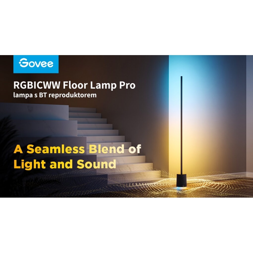 Govee - Lámpara LED de pie con altavoz Pro RGBICWW 2200-6500K Wi-Fi + control remoto