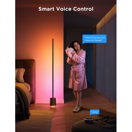 Govee - Lámpara LED de pie con altavoz Pro RGBICWW 2200-6500K Wi-Fi + control remoto