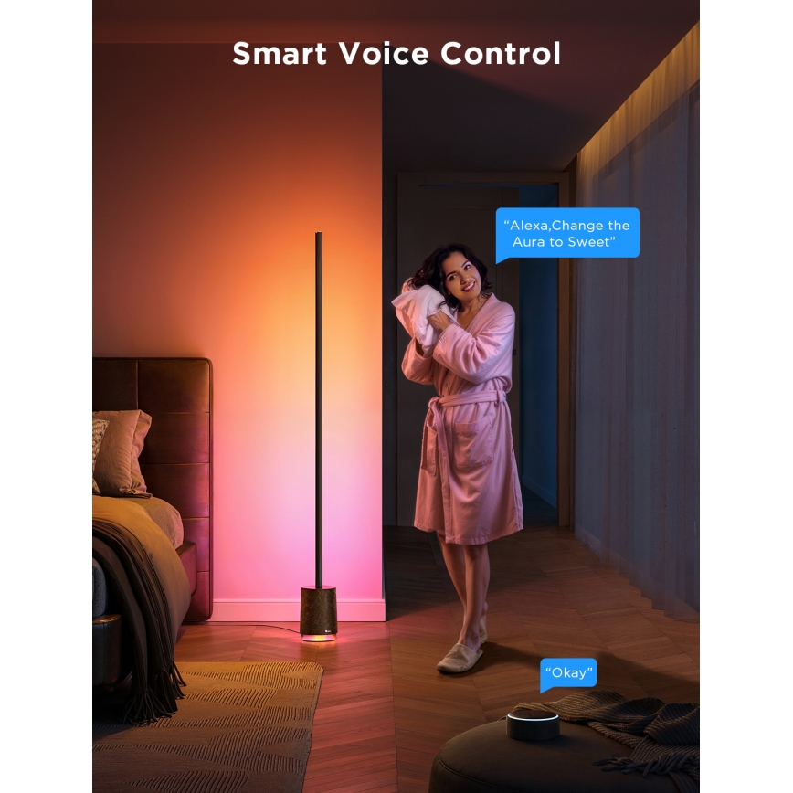 Govee - Lámpara LED de pie con altavoz Pro RGBICWW 2200-6500K Wi-Fi + control remoto