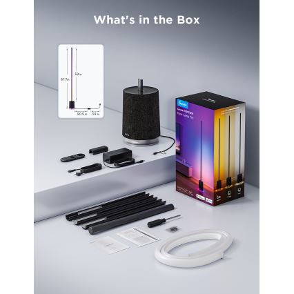 Govee - Lámpara LED de pie con altavoz Pro RGBICWW 2200-6500K Wi-Fi + control remoto