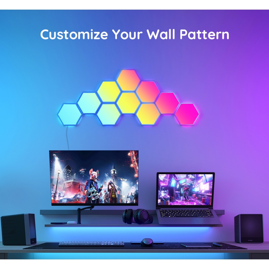 Govee - SET 10x LED RGB Panel regulable LED/36W/230V Wi-Fi